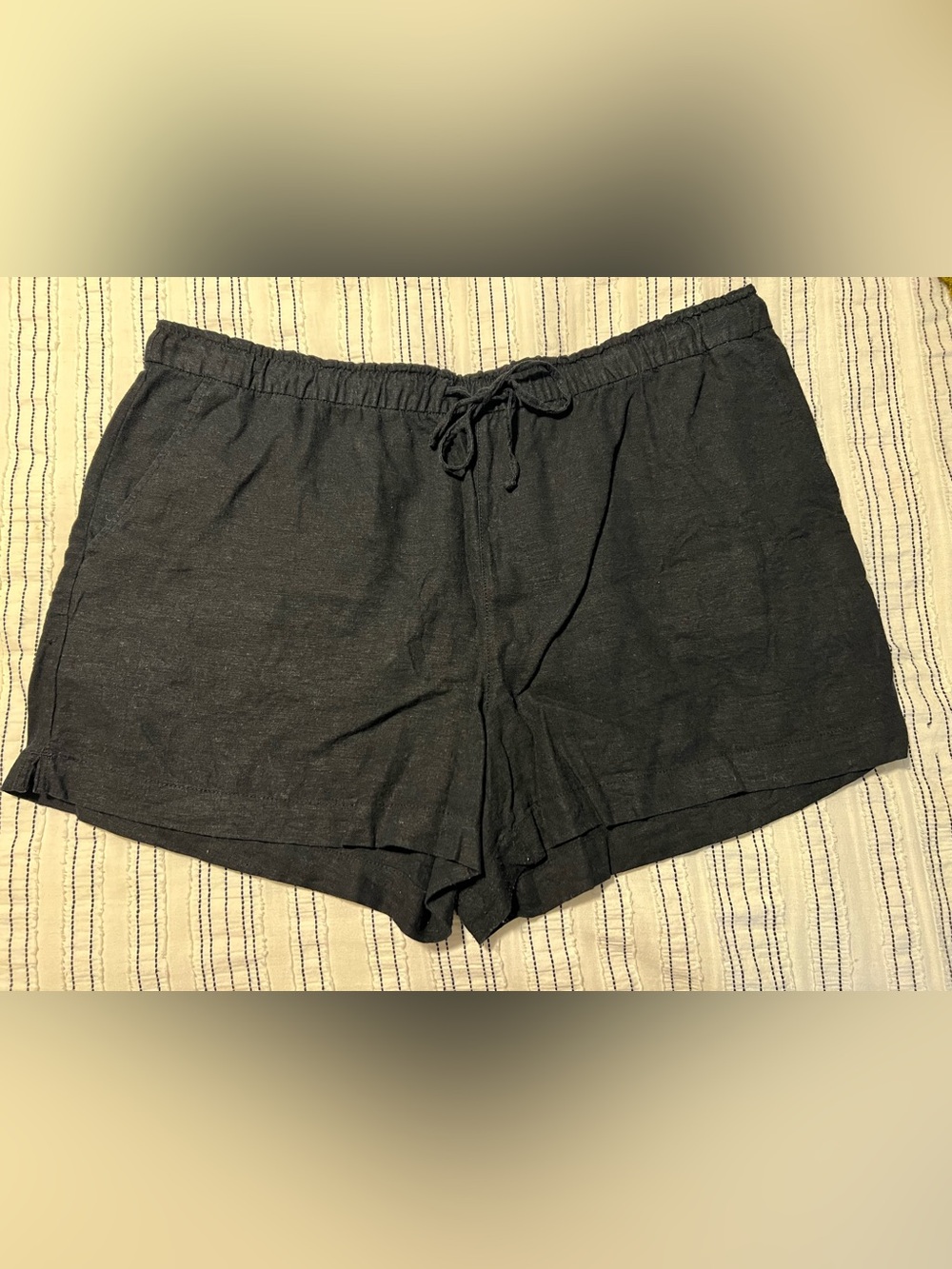 GAP Linen Blend Elastic Tie Waist Black Shorts Size XXL EUC